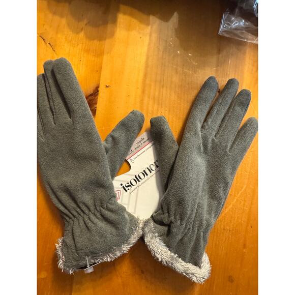 Womens Isotoner SmartDri Fleece Gloves Gray One Size Touch Screen New - Picture 1 of 6